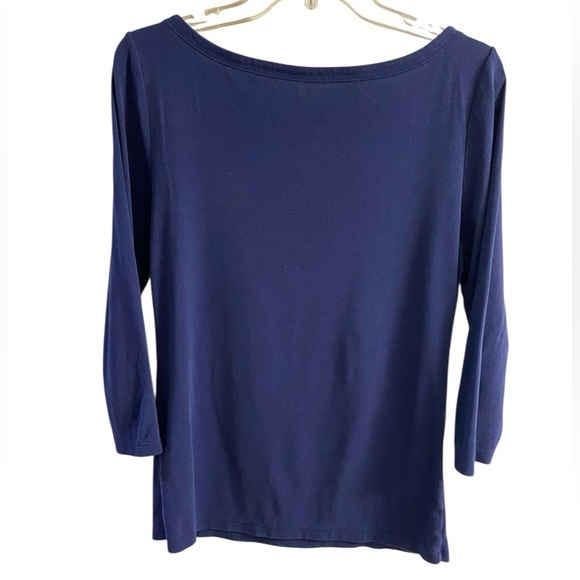 Lilly Pulitzer top boat neck navy blue 3/4 sleeve casual Medium - Picture 2 of 7